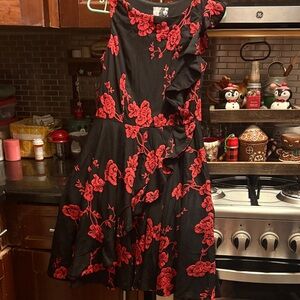 Black and red floral dress